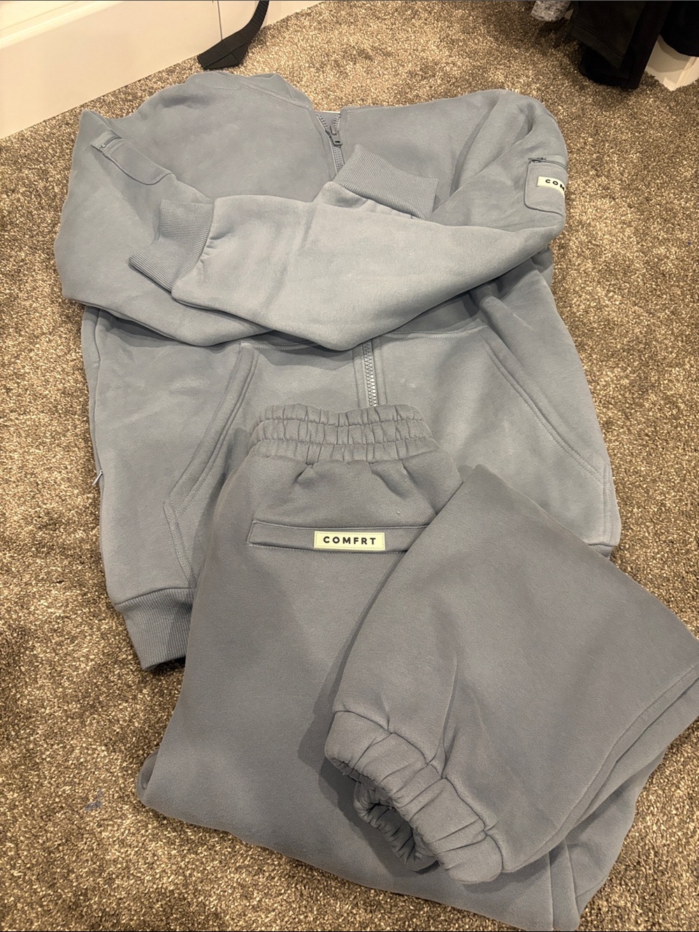 COMFRT Women's Slate Gray Track Jogger Set - Zip Hoodie & Elastic Waist Pants